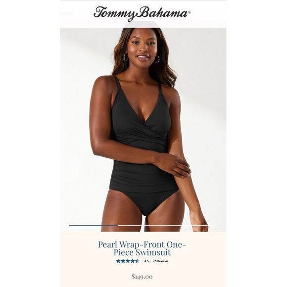 New. Tommy Bahama black tummy control swimsuit. Normally $149. Size 4 - Picture 5 of 10